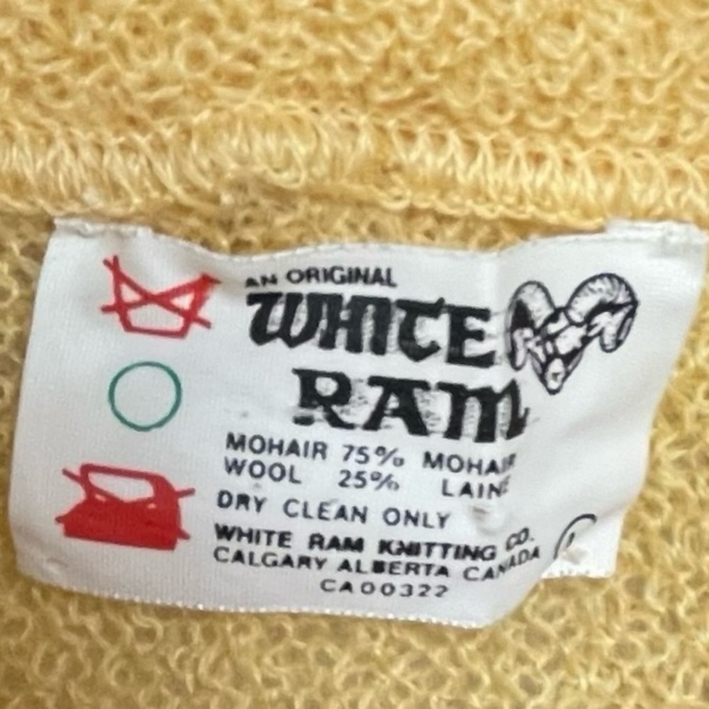 WHITE RAM Vintage Wool Mohair Sweater Collar Yellow Gold M - Picture 8 of 8